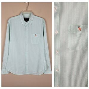 Bonobos Slim Fit Striped Button Down Shirt Pineapple Long Sleeve Green Size M